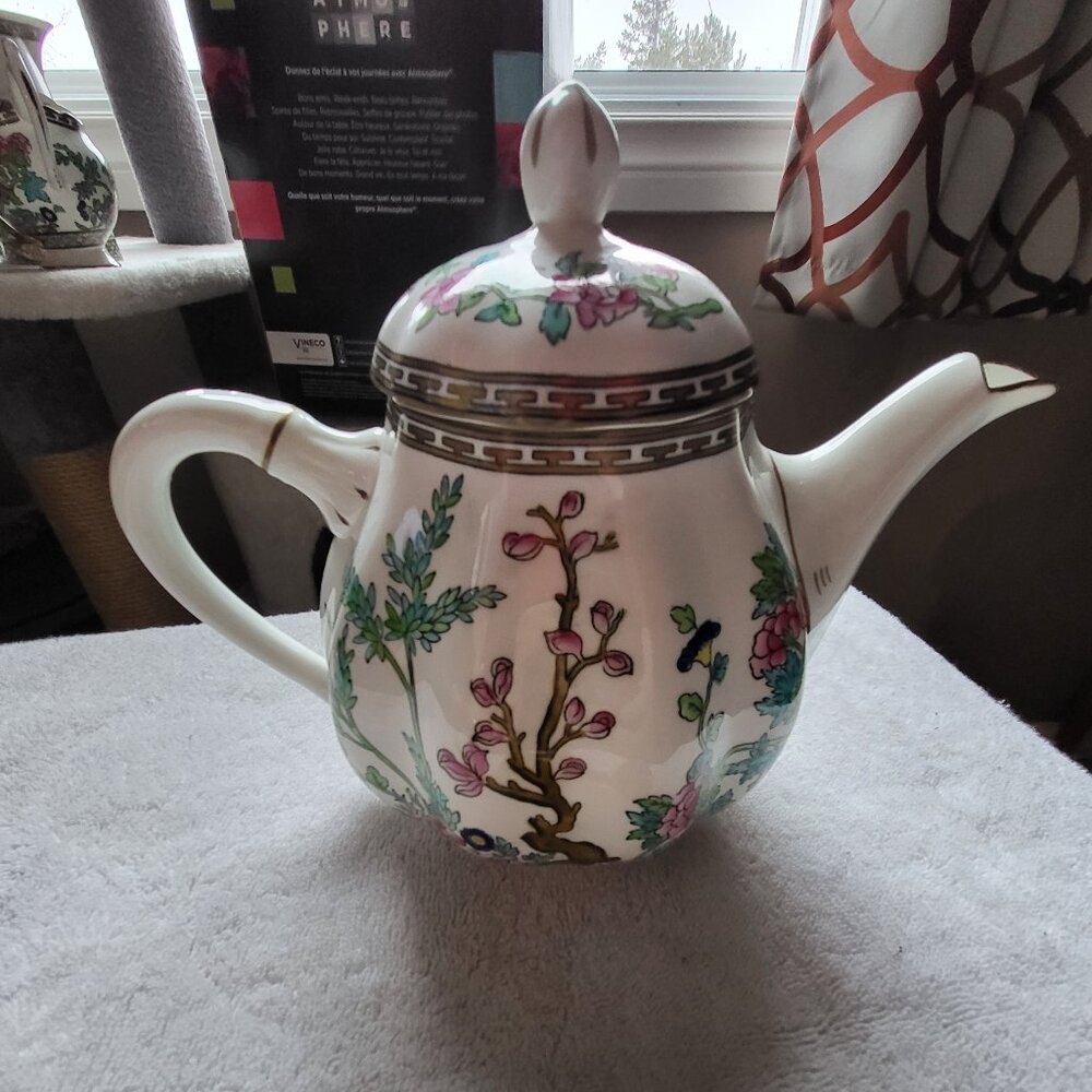VTG COALPORT INDIAN TREE TEAPOT ENGLAND ORIGINAL ENGRAVING 1801 BONE CHINA RARE